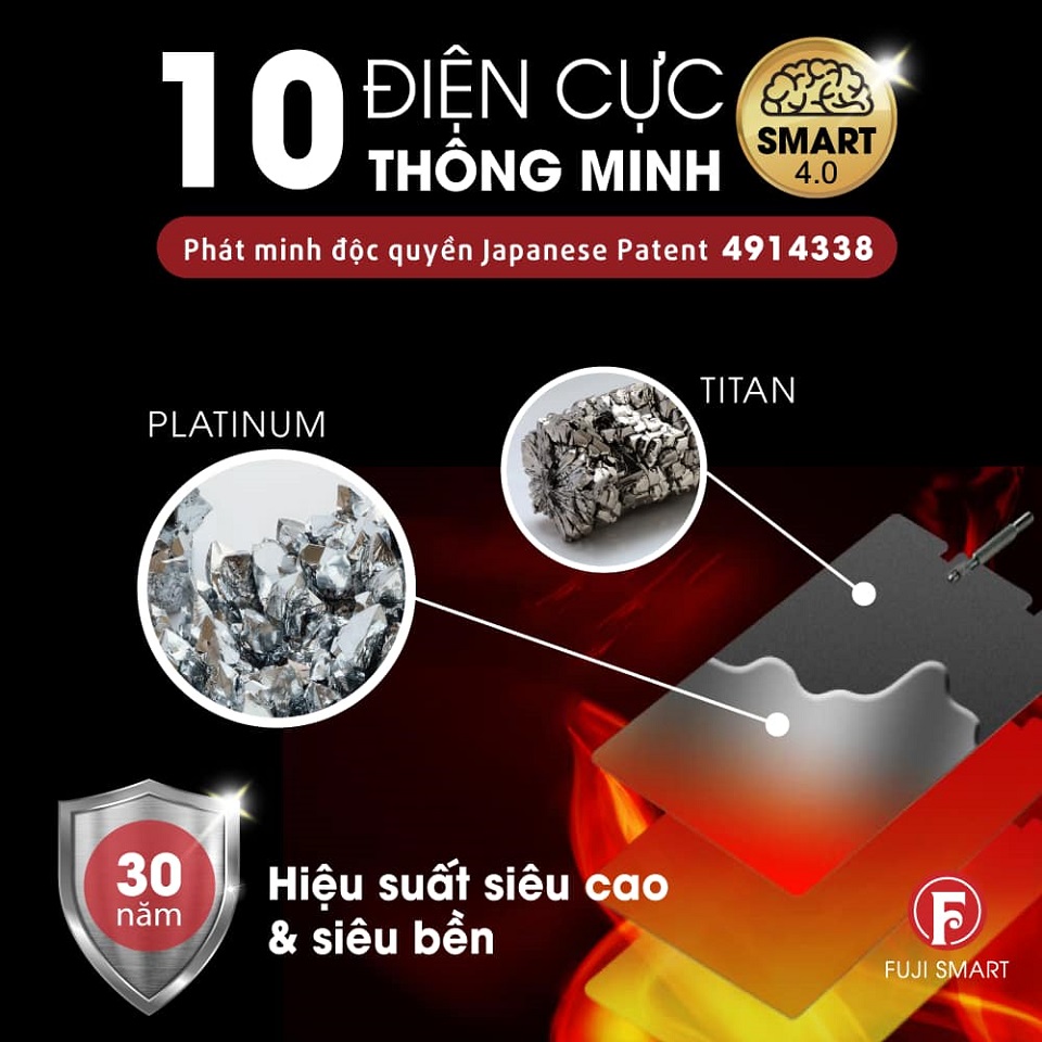 Điện cực titan phủ platinum của máy lọc nước ion kiềm Fuji Smart i9